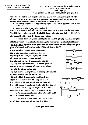 Đề thi chọn học sinh giỏi cấp huyện môn Vật lí Lớp 9 - Năm học 2018-2019 - Phòng giáo dục và đào tạo Hậu Lộc (Có đáp án)
